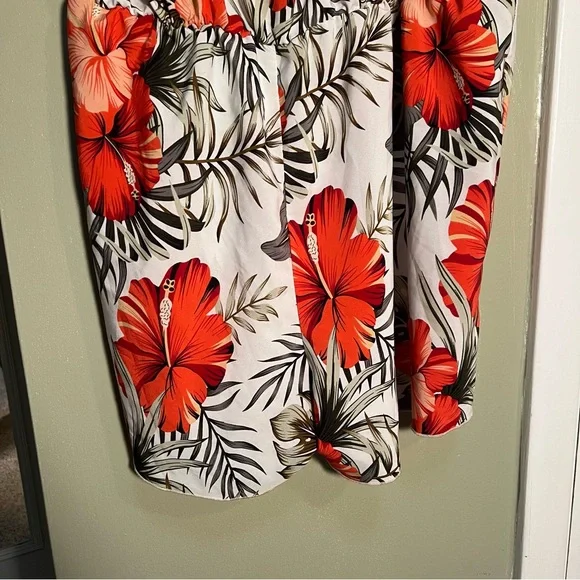 Shein Curve Strapless Romper White Orange Tropical Floral 2XL - Picture 5 of 11